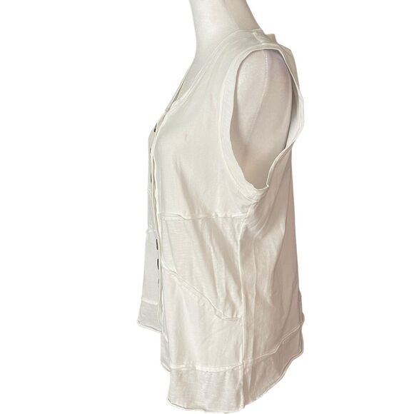 Soft Surroundings PM Petite Medium Tunic Top Sleeveless Big Button Front Blouse - Picture 7 of 8